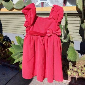Old Navy Corduroy Dress Girls Size 5T Red Square Neck Pleated  Casual